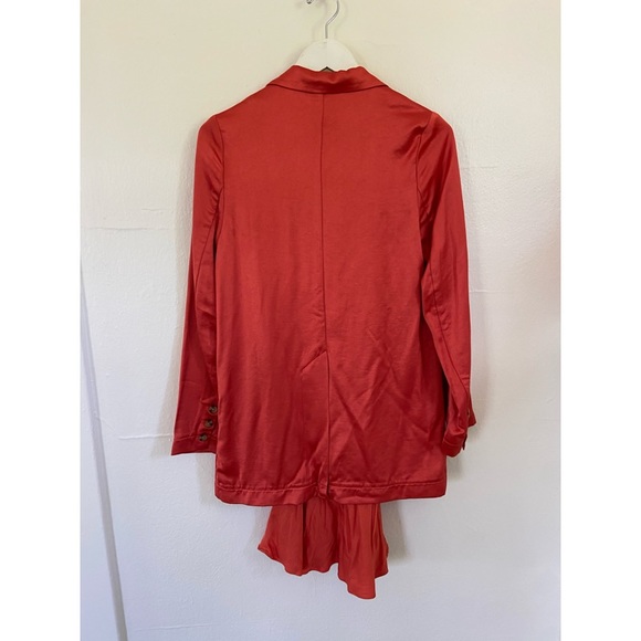 RARE! NEW! Free People Orange Rust Satin Blazer & Dress Slip - Picture 7 of 9